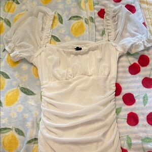 Elegant White Puff Sleeve Dress